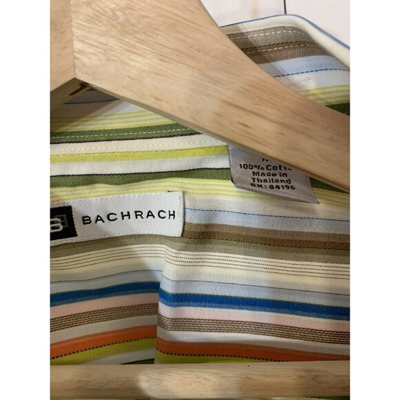 BACHRACH Men's Sz XL Shirt Button Multi Colored Short Sleeve Striped‎ - Picture 2 of 7